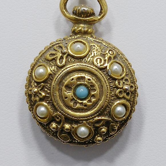 Vintage Goldette Three Strand Necklace, Long Chains & Pendant, 1960s - Picture 3 of 10